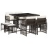 Set comedor para jardín 9 pzas y cojines ratán sintético