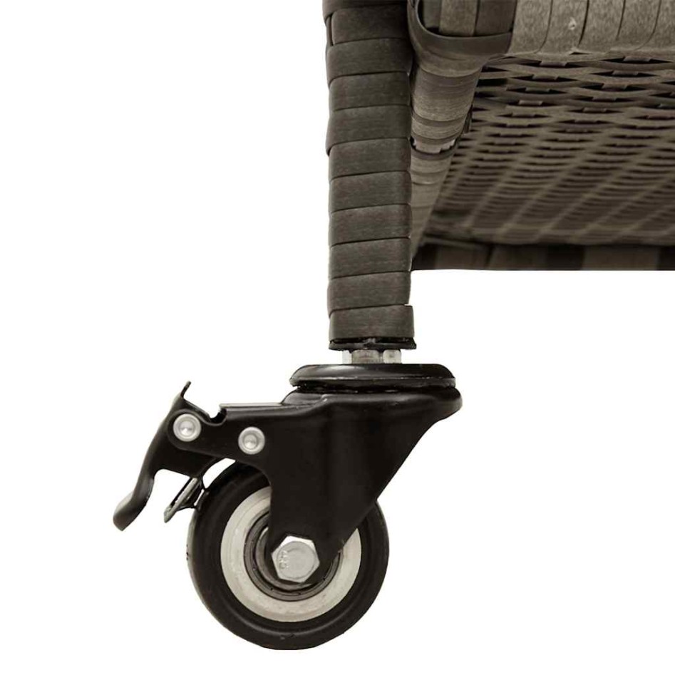 Caja almacenaje jardín ruedas ratán sintético gris 160x55x75