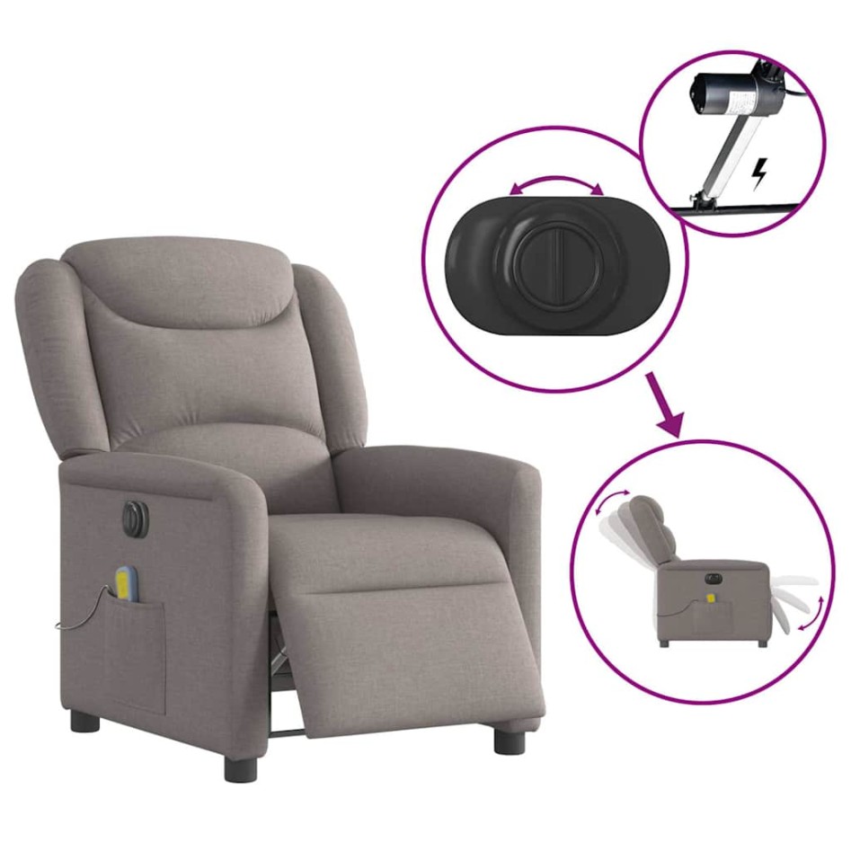 Sillón reclinable de masaje eléctrico tela gris