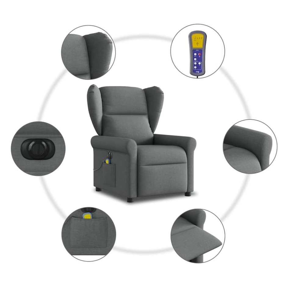 Sillón reclinable de masaje eléctrico tela gris