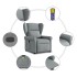 Sillón de masaje reclinable de pie de tela gris