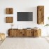 Conjunto de mueble de TV 5 piezas montado la pared madera