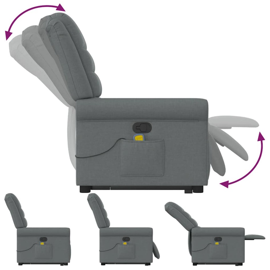 Silla de masaje reclinable de pie de tela gris