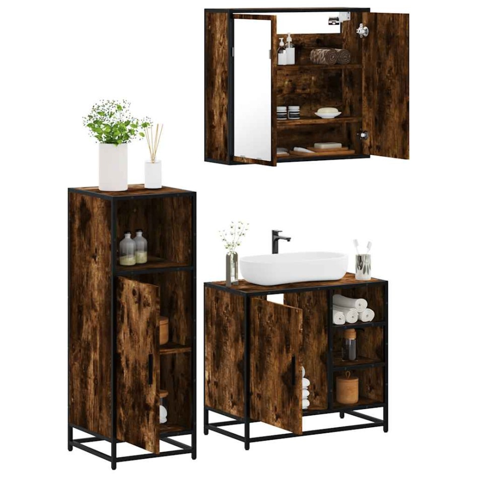 Set de muebles baño 3 pzas madera contrachapada roble