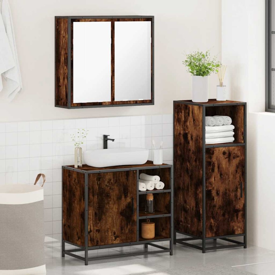 Set de muebles baño 3 pzas madera contrachapada roble