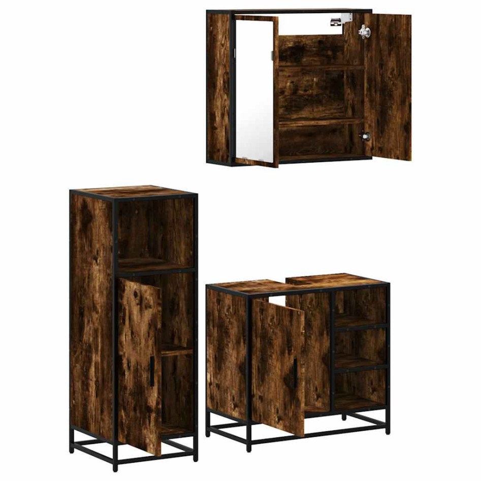 Set de muebles baño 3 pzas madera contrachapada roble