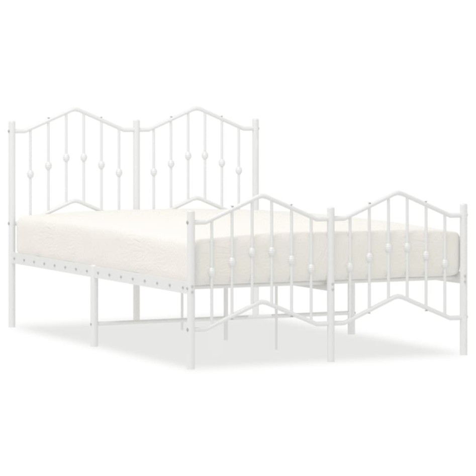 Estructura cama metal con cabecero y estribo blanco 120x200