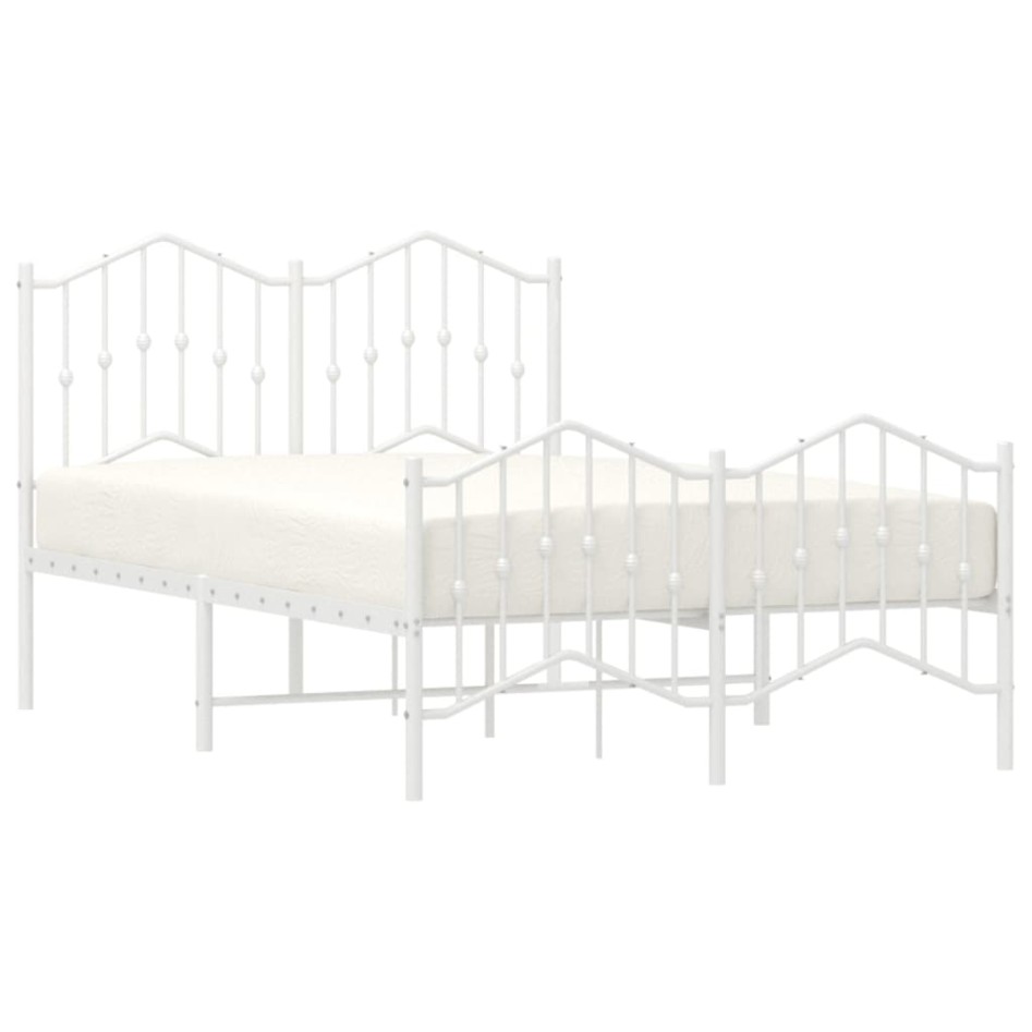 Estructura cama metal con cabecero y estribo blanco 120x200