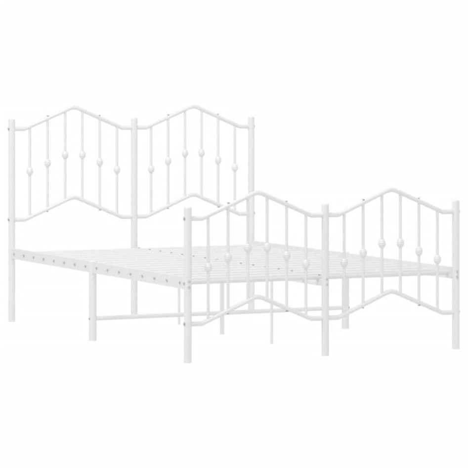 Estructura cama metal con cabecero y estribo blanco 120x200