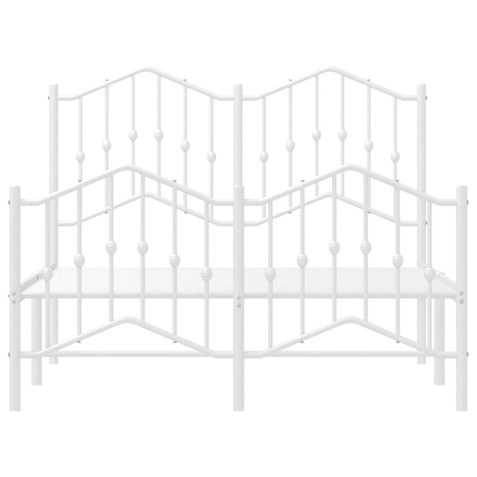Estructura cama metal con cabecero y estribo blanco 120x200