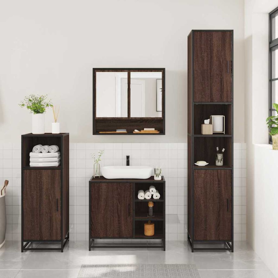 Set de muebles baño 3 pzas madera contrachapada roble