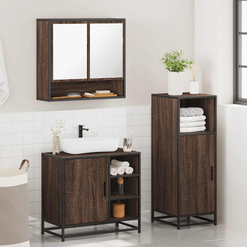 Set de muebles baño 3 pzas madera contrachapada roble