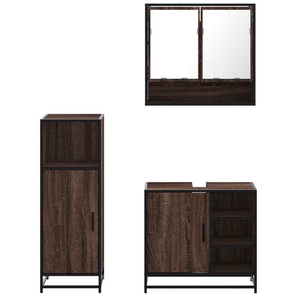 Set de muebles baño 3 pzas madera contrachapada roble