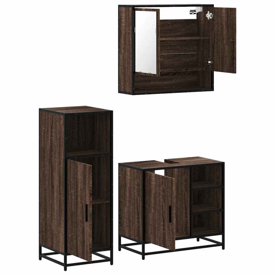 Set de muebles baño 3 pzas madera contrachapada roble