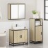Set de muebles de baño 3 pzas madera contrachapada roble