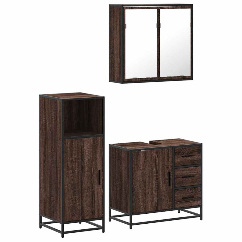 Set de muebles baño 3 pzas madera contrachapada roble