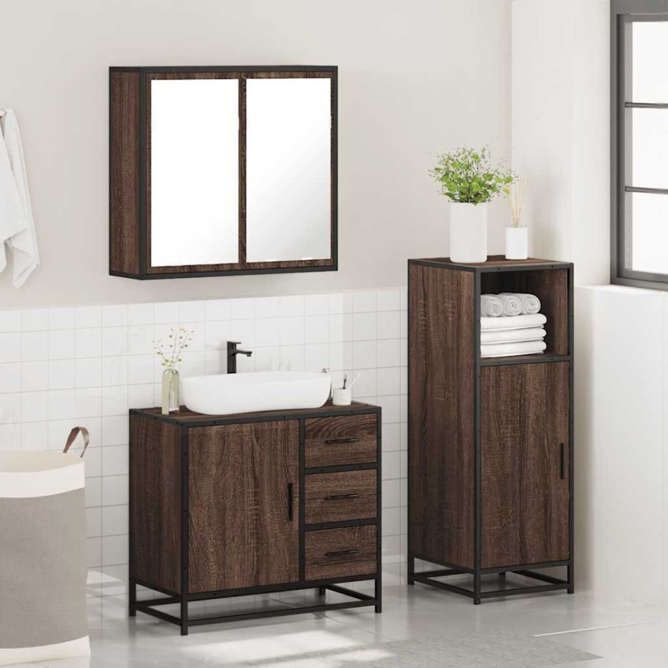Set de muebles baño 3 pzas madera contrachapada roble