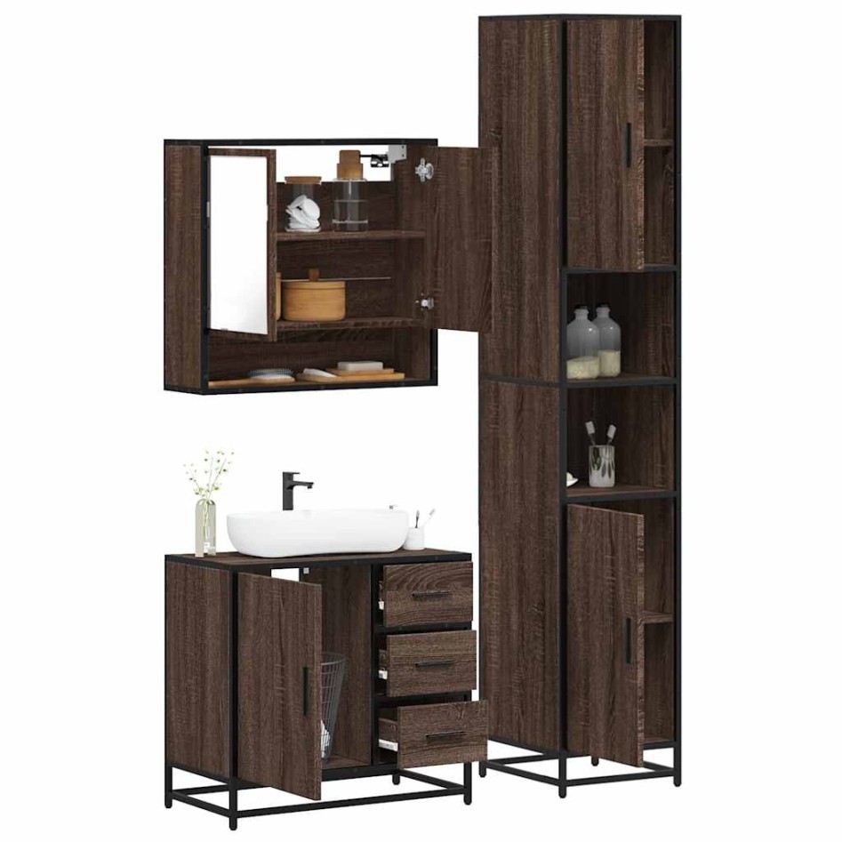 Set de muebles baño 3 pzas madera contrachapada roble
