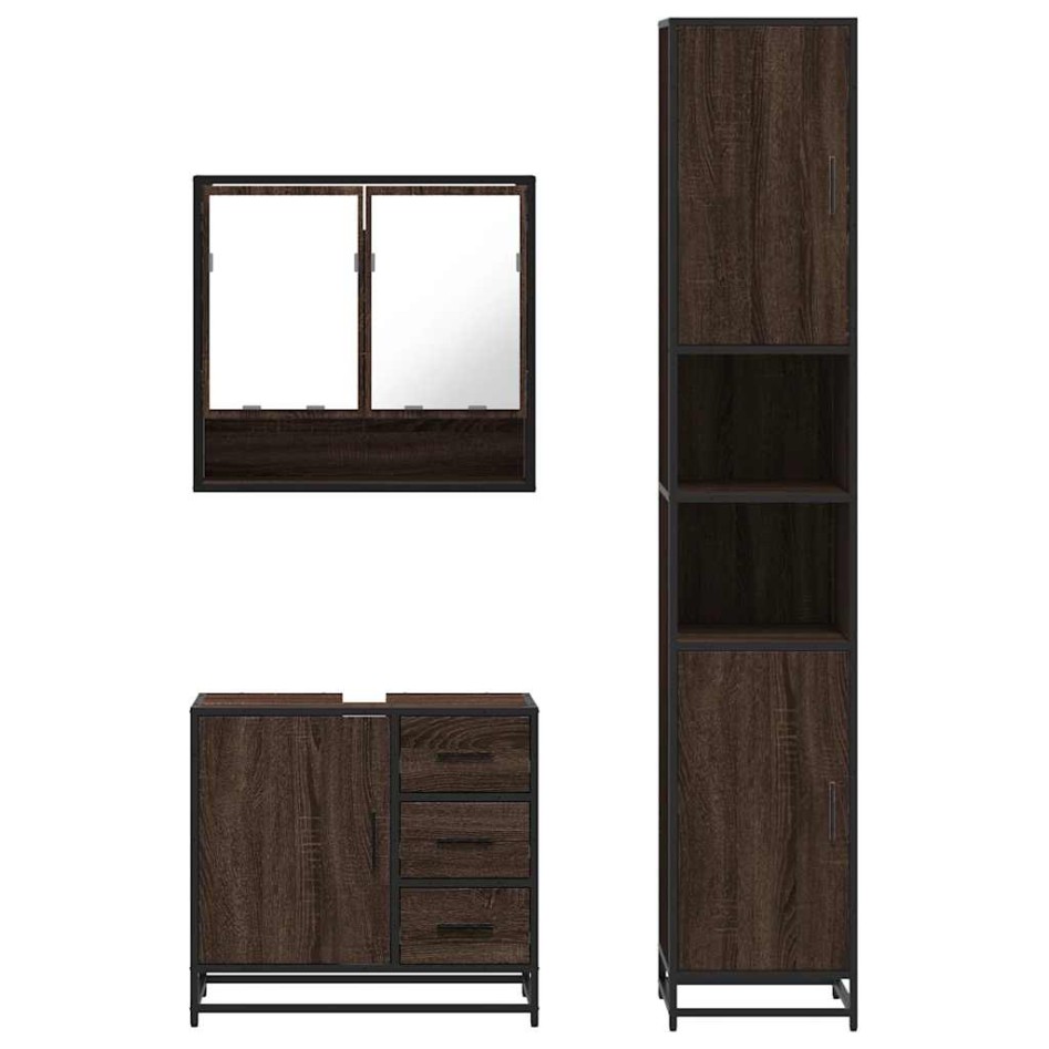 Set de muebles baño 3 pzas madera contrachapada roble