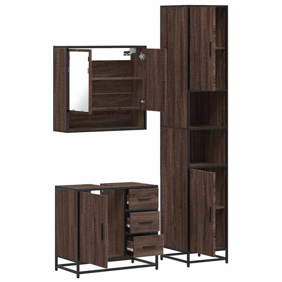 Set de muebles baño 3 pzas madera contrachapada roble