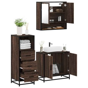 Set de muebles baño 3 pzas madera contrachapada roble