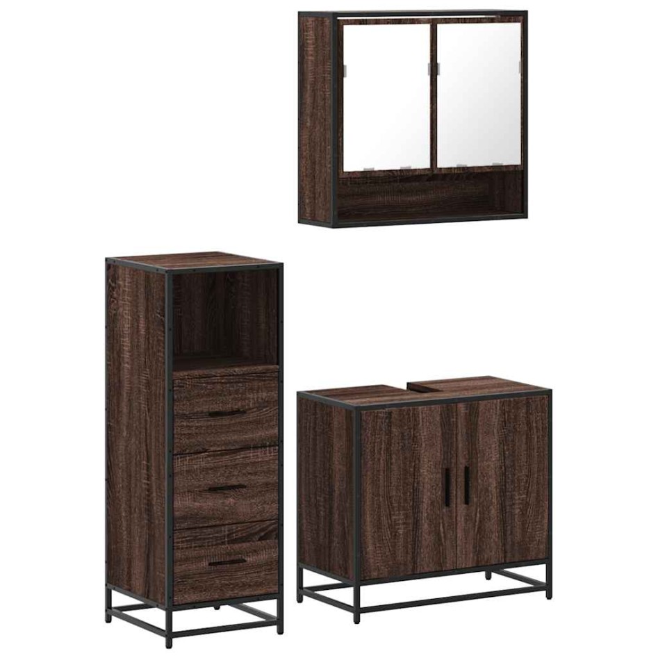Set de muebles baño 3 pzas madera contrachapada roble