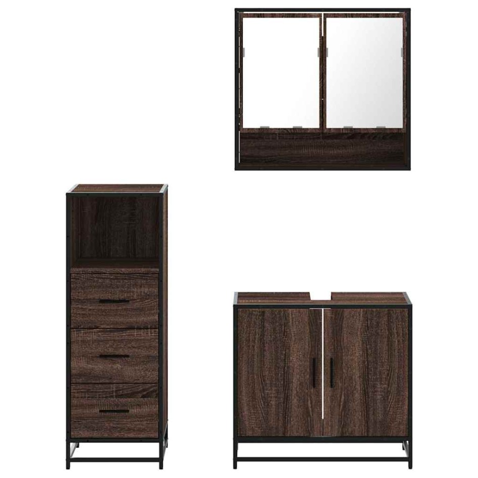 Set de muebles baño 3 pzas madera contrachapada roble