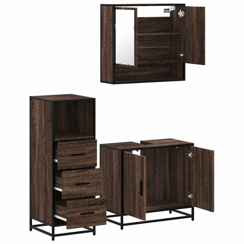 Set de muebles baño 3 pzas madera contrachapada roble