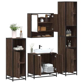 Set de muebles baño 4 pzas madera contrachapada roble