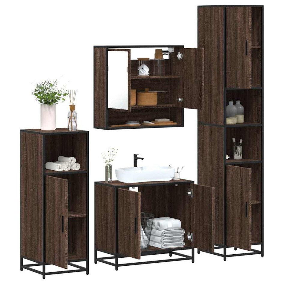 Set de muebles baño 4 pzas madera contrachapada roble