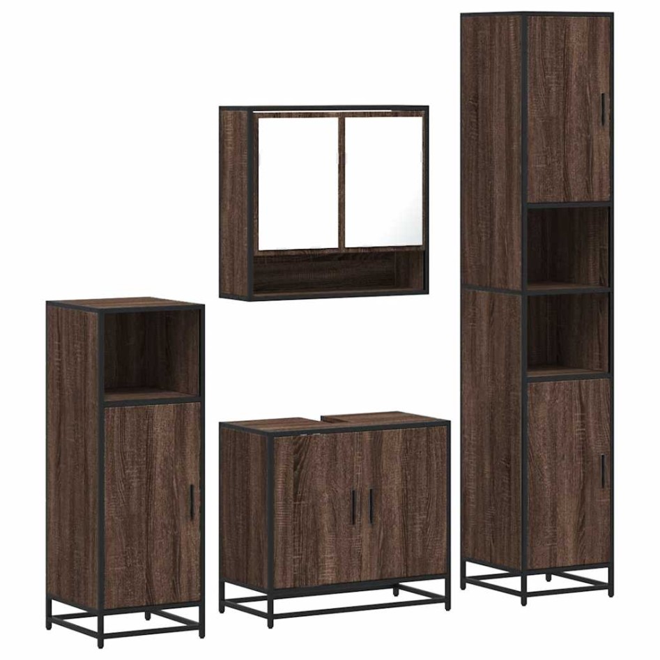 Set de muebles baño 4 pzas madera contrachapada roble