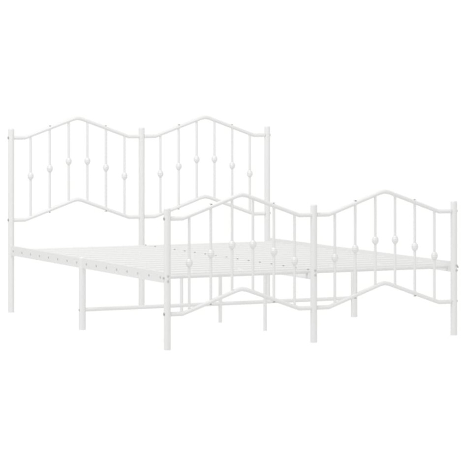 Estructura cama metal cabecero y estribo blanco 140x190