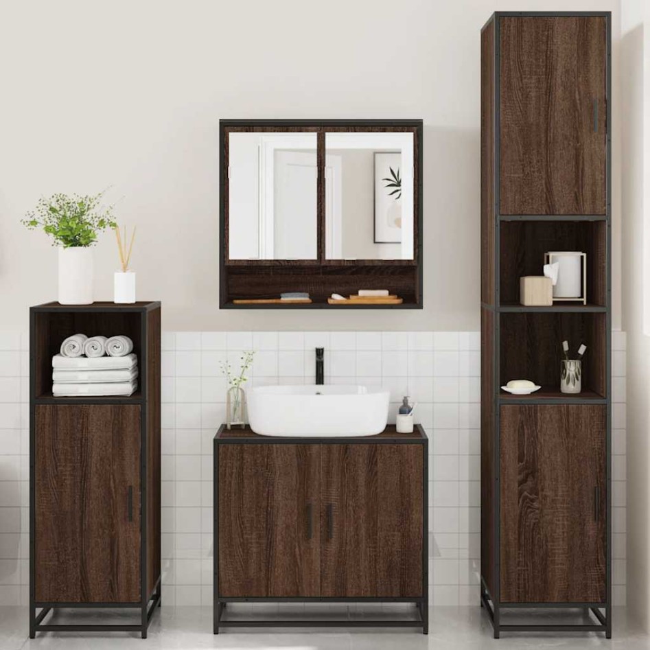 Set de muebles baño 4 pzas madera contrachapada roble