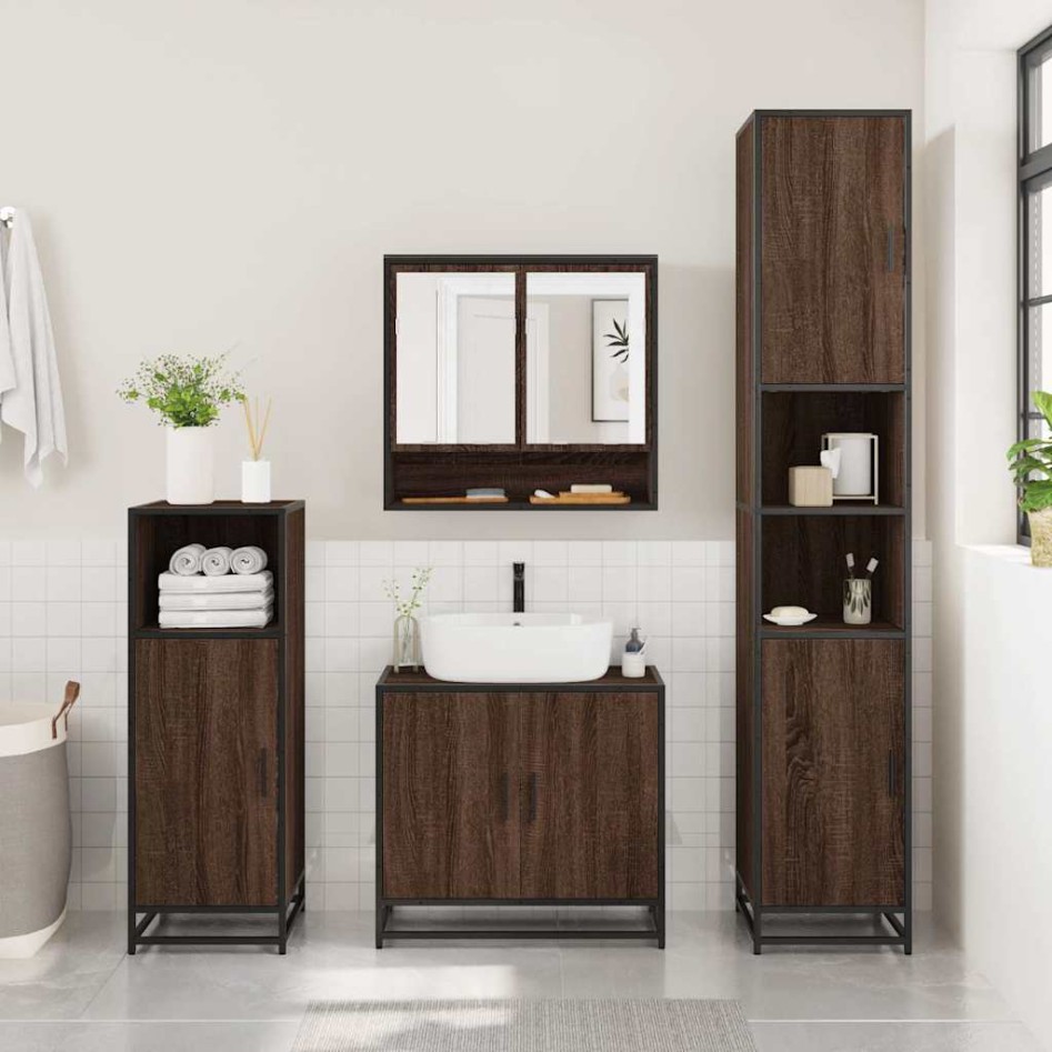 Set de muebles baño 4 pzas madera contrachapada roble