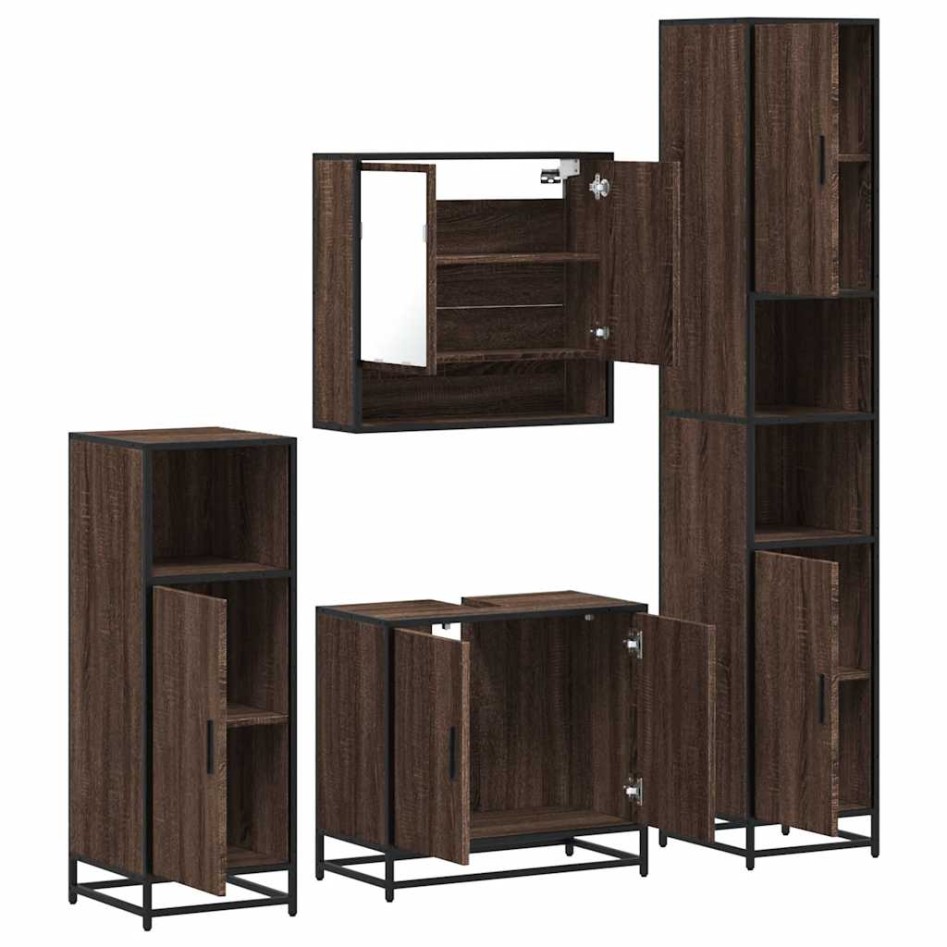 Set de muebles baño 4 pzas madera contrachapada roble