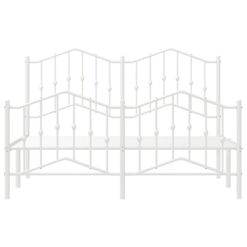 Estructura cama metal cabecero y estribo blanco 140x190