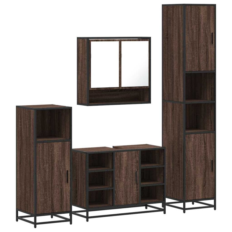 Set de muebles baño 4 pzas madera contrachapada roble