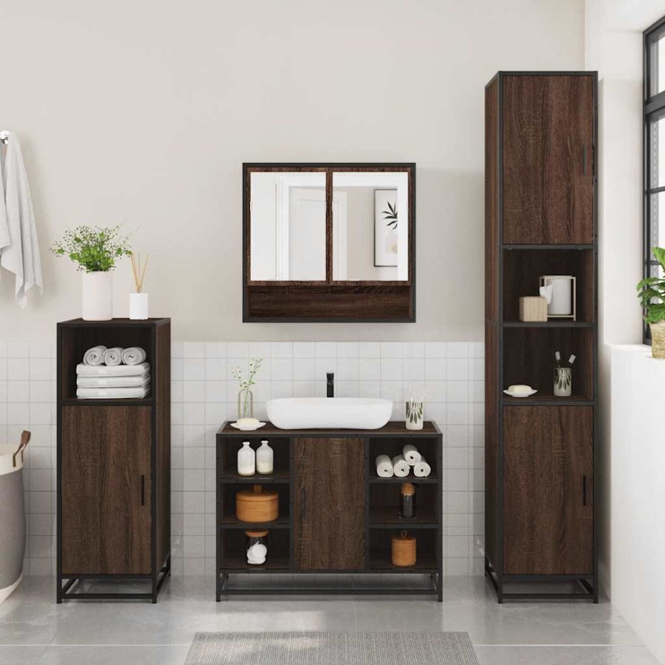 Set de muebles baño 4 pzas madera contrachapada roble