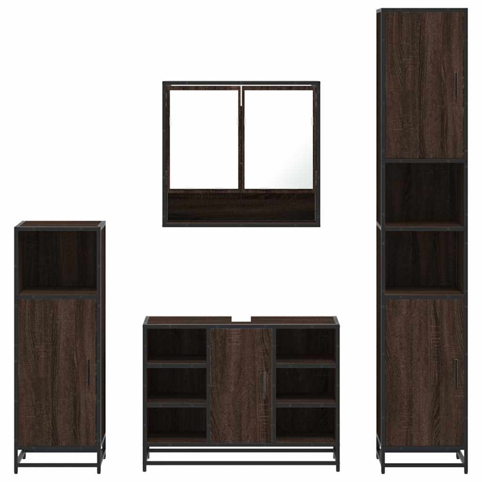 Set de muebles baño 4 pzas madera contrachapada roble