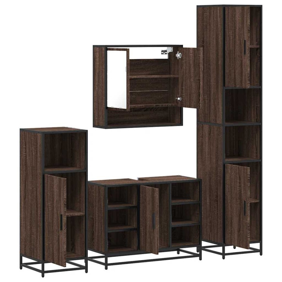 Set de muebles baño 4 pzas madera contrachapada roble