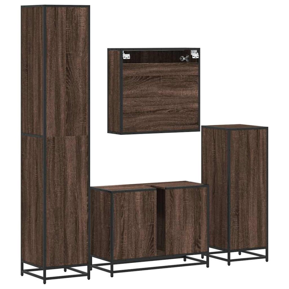 Set de muebles baño 4 pzas madera contrachapada roble