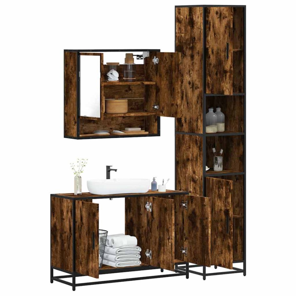 Set de muebles baño 3 pzas madera contrachapada roble
