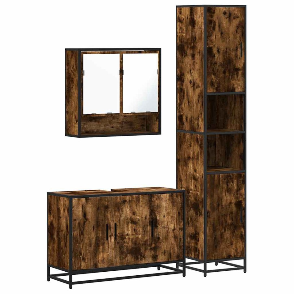 Set de muebles baño 3 pzas madera contrachapada roble