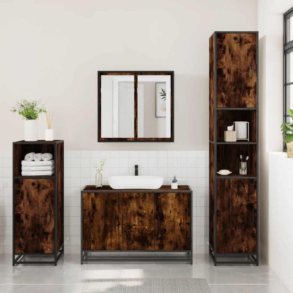 Set de muebles baño 3 pzas madera contrachapada roble