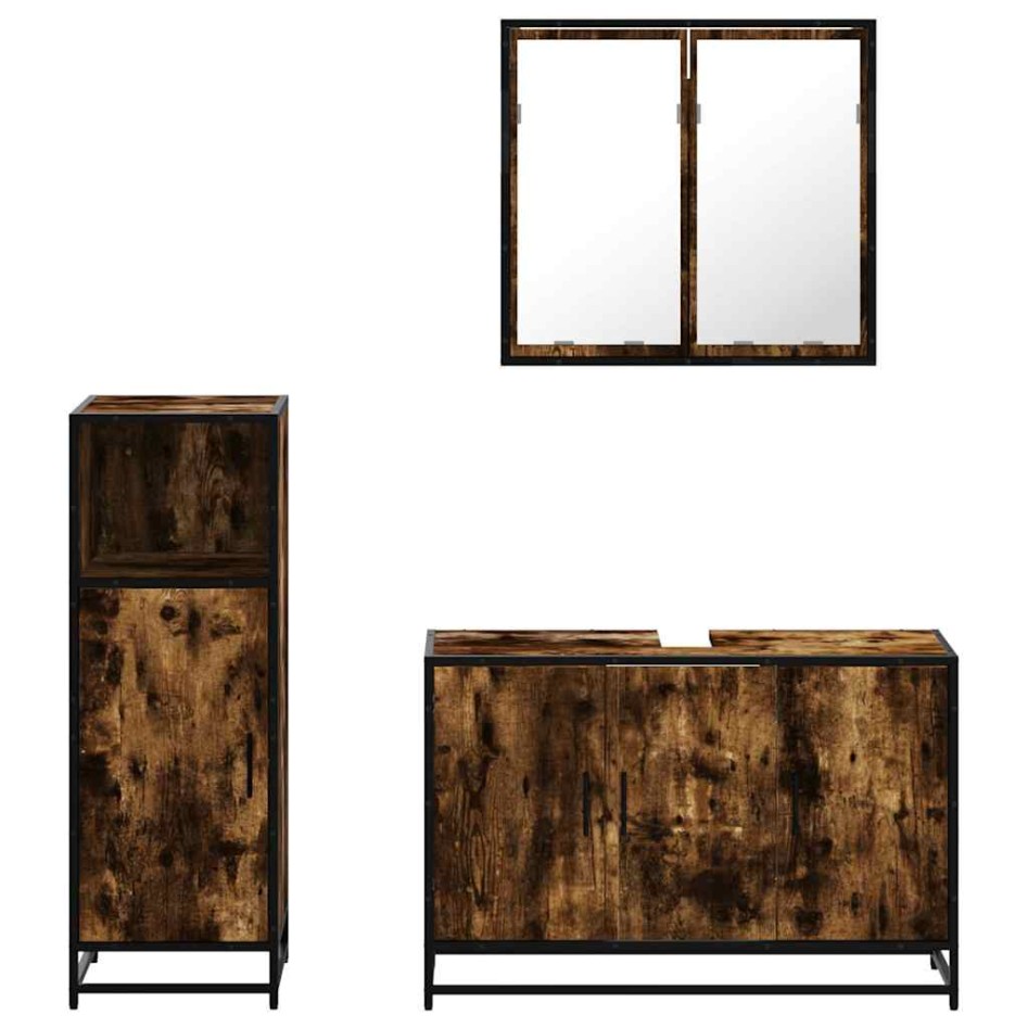 Set de muebles baño 3 pzas madera contrachapada roble