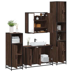 Set de muebles baño 4 pzas madera contrachapada roble