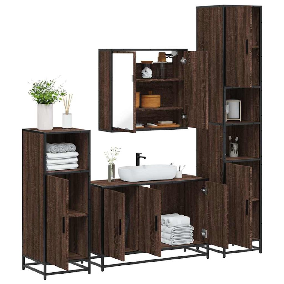 Set de muebles baño 4 pzas madera contrachapada roble