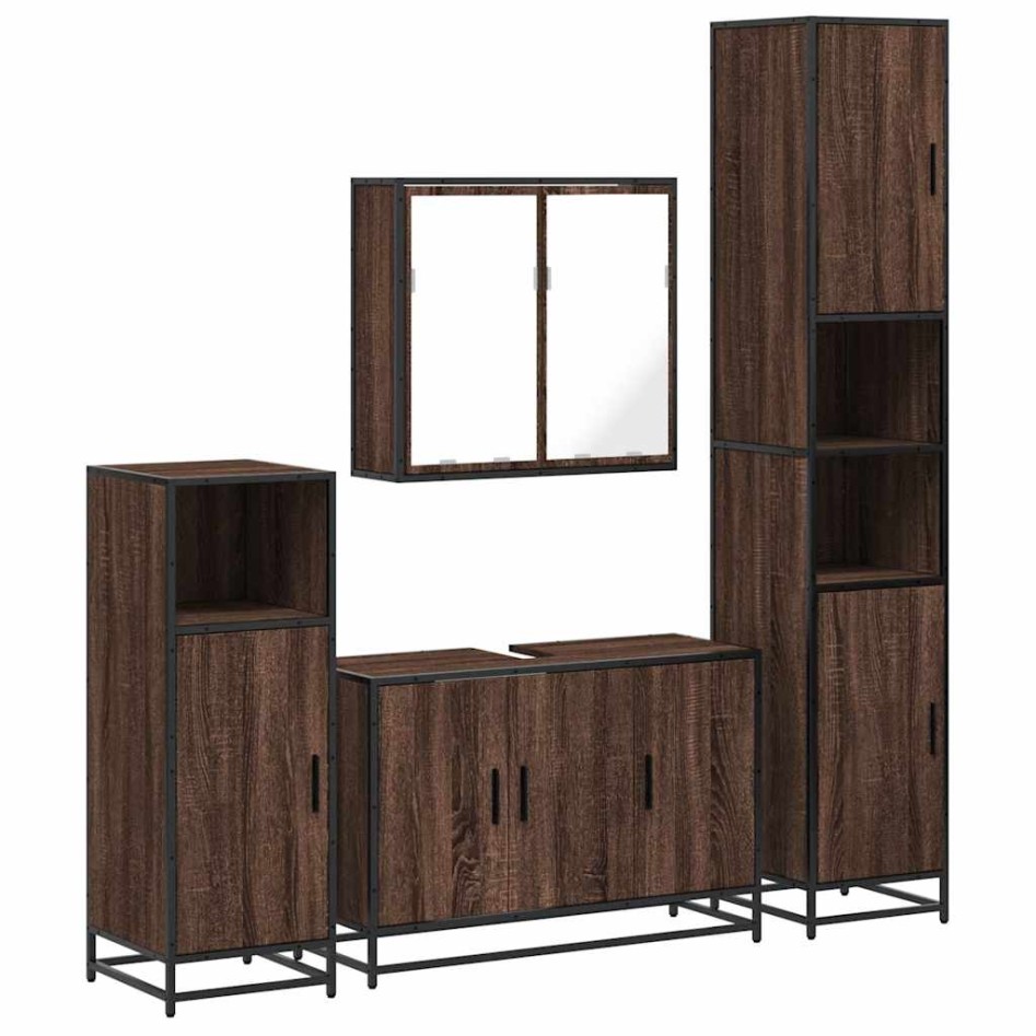 Set de muebles baño 4 pzas madera contrachapada roble