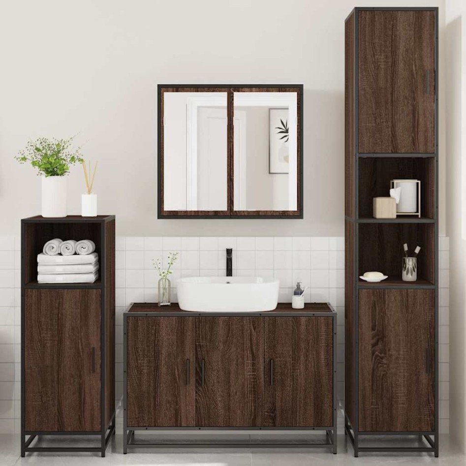 Set de muebles baño 4 pzas madera contrachapada roble