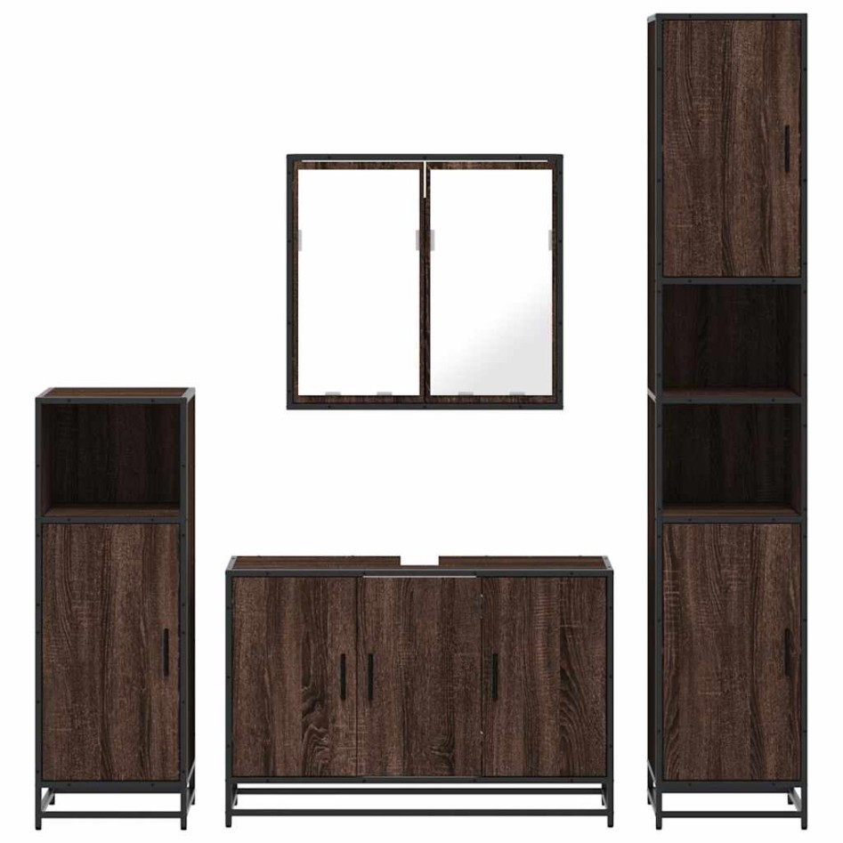 Set de muebles baño 4 pzas madera contrachapada roble